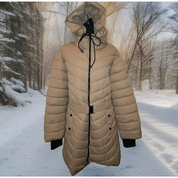 NWT! Jessica Simpson Women's Winter Coat Tan Packable Quilted Puffer 2XL - Picture 1 of 12